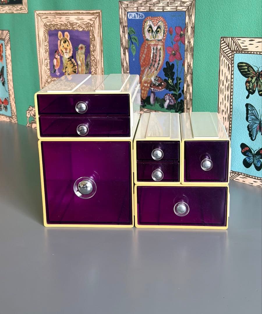 スペースエイジ　連結小物入れ　カセッター　アクリル　プラスチックケース　引き出し