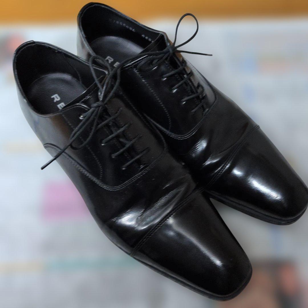 パ*二様 REGAL　革靴　メンズ　ストレートチップ　黒　サイズ27cm
