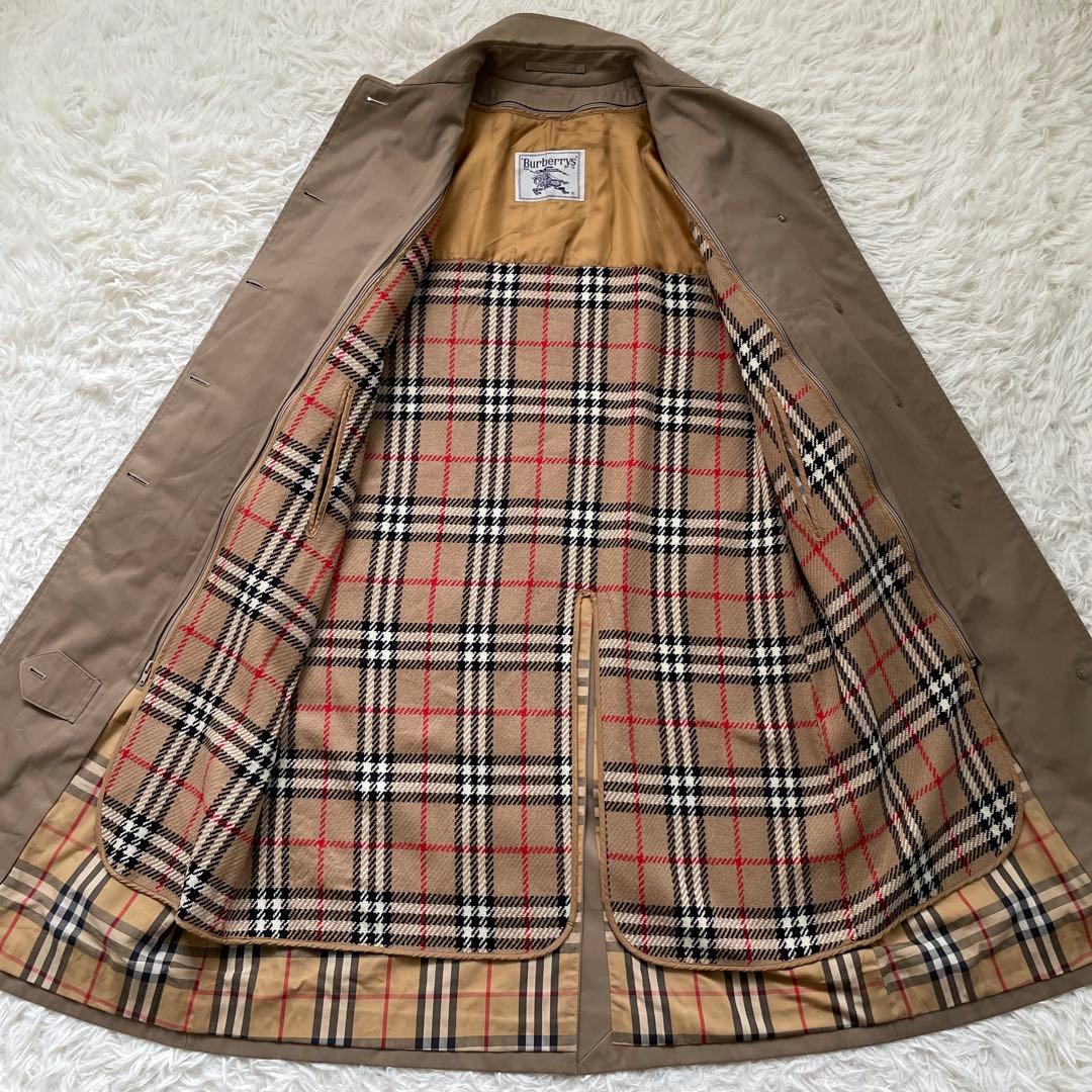 極美品 バーバリー ステンカラーコート ハニーベージュ ノバチェック ライナー