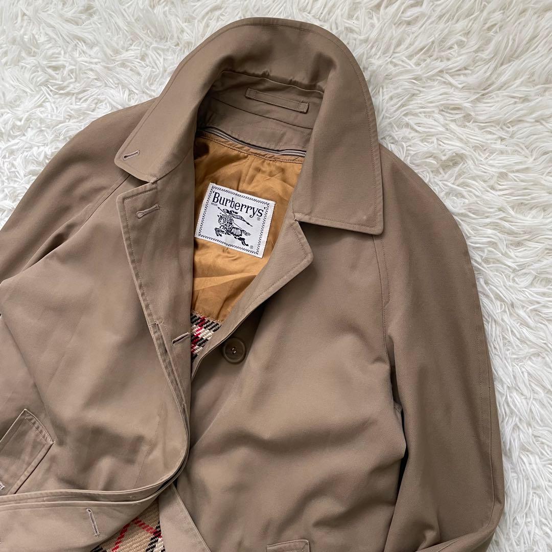 極美品 バーバリー ステンカラーコート ハニーベージュ ノバチェック ライナー