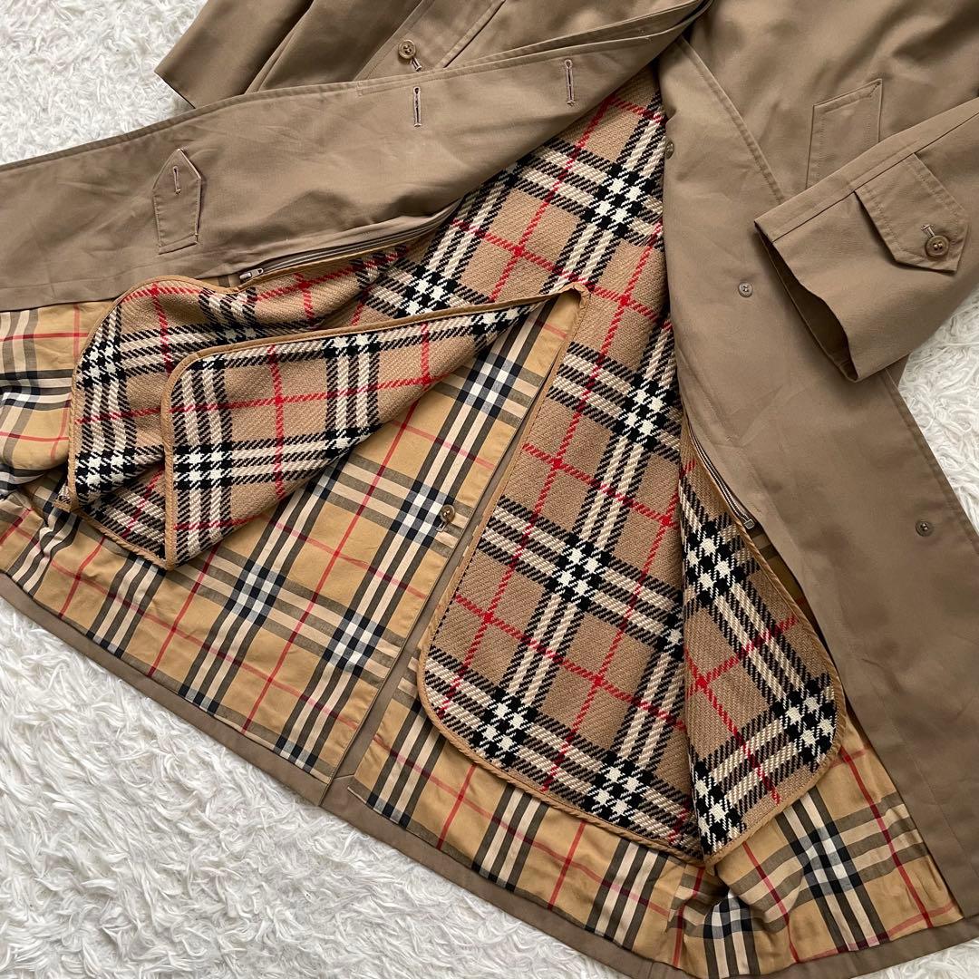 極美品 バーバリー ステンカラーコート ハニーベージュ ノバチェック ライナー