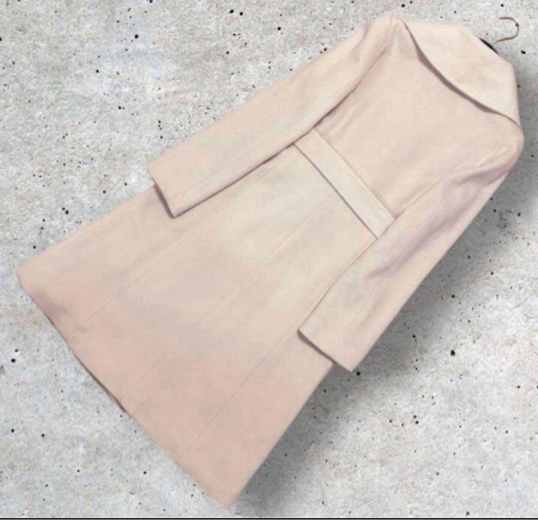 ROPE カシミヤ10%ブレンド　女優襟　ラップ　ガウン　腰ベルト　ロングコート