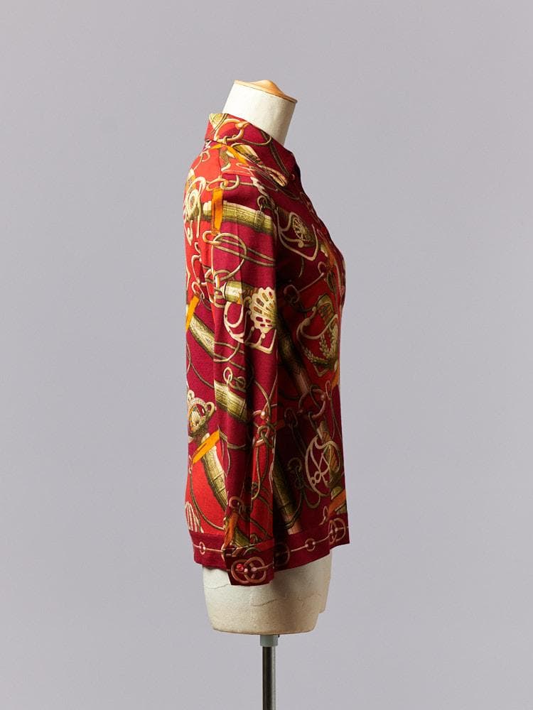 【SIZE:38】HERMES カシミヤシルク混 長袖シャツ