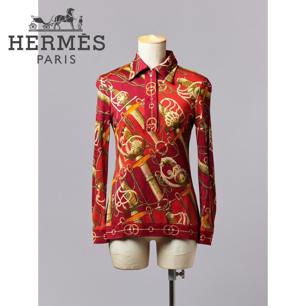 【SIZE:38】HERMES カシミヤシルク混 長袖シャツ