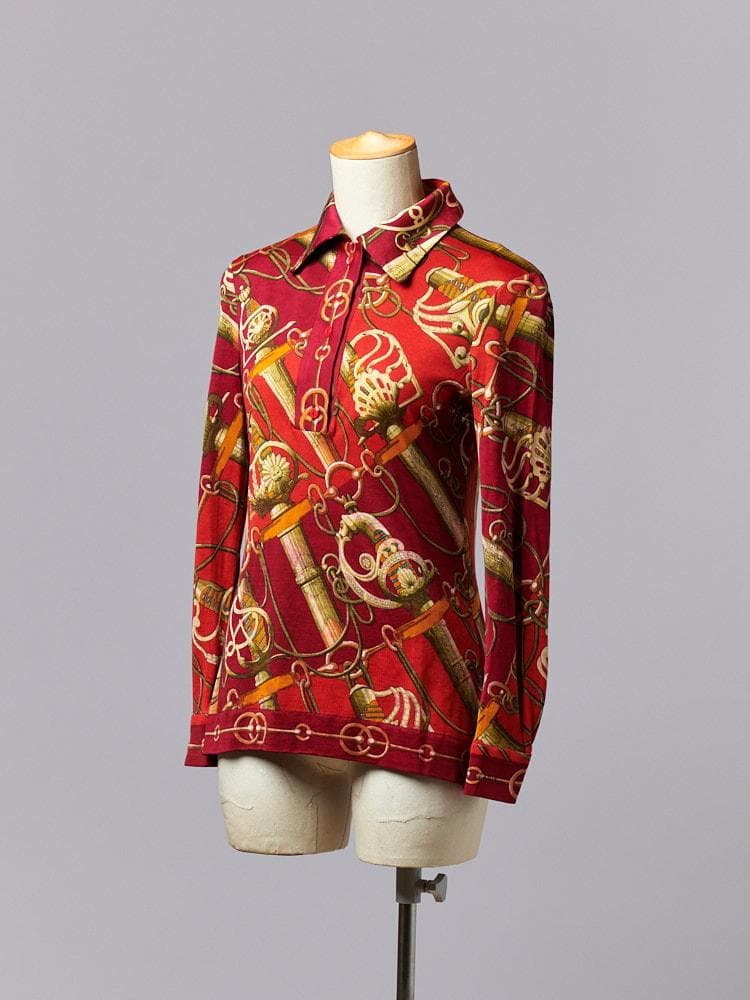 【SIZE:38】HERMES カシミヤシルク混 長袖シャツ