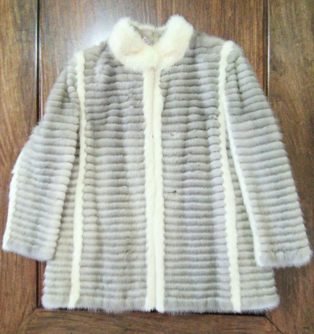 ミンク毛皮コート シルバーグレー