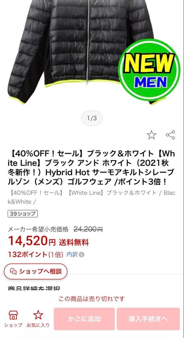 Black & White ダウンジャケット LL シルバー