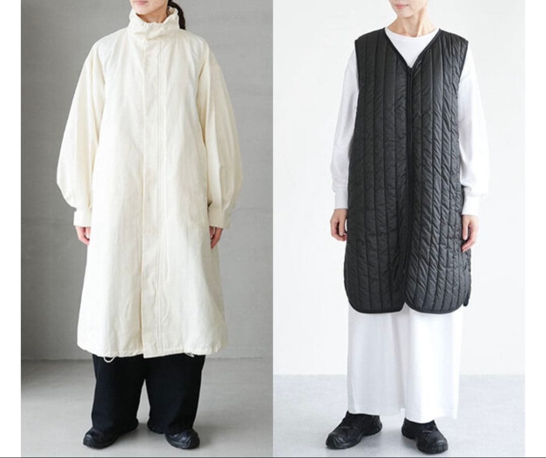 【MIDIUMISOLID】ライナー付きロングコート　カーキ