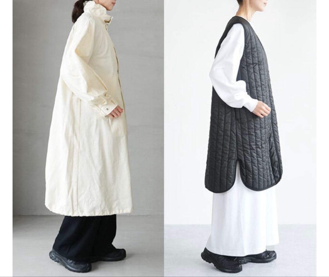 【MIDIUMISOLID】ライナー付きロングコート　カーキ