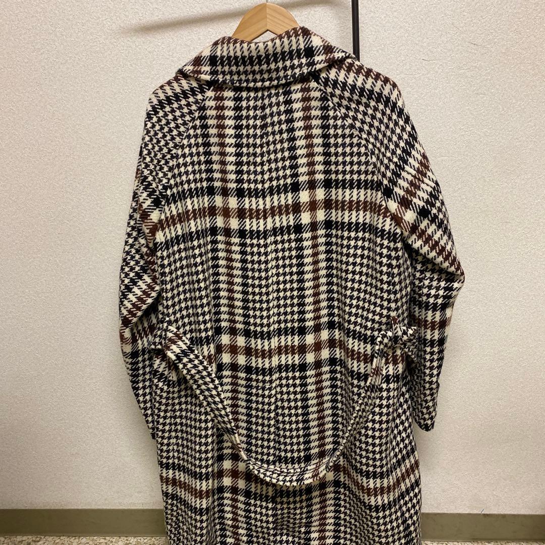 hevo チェック柄 ダブルブレストコート