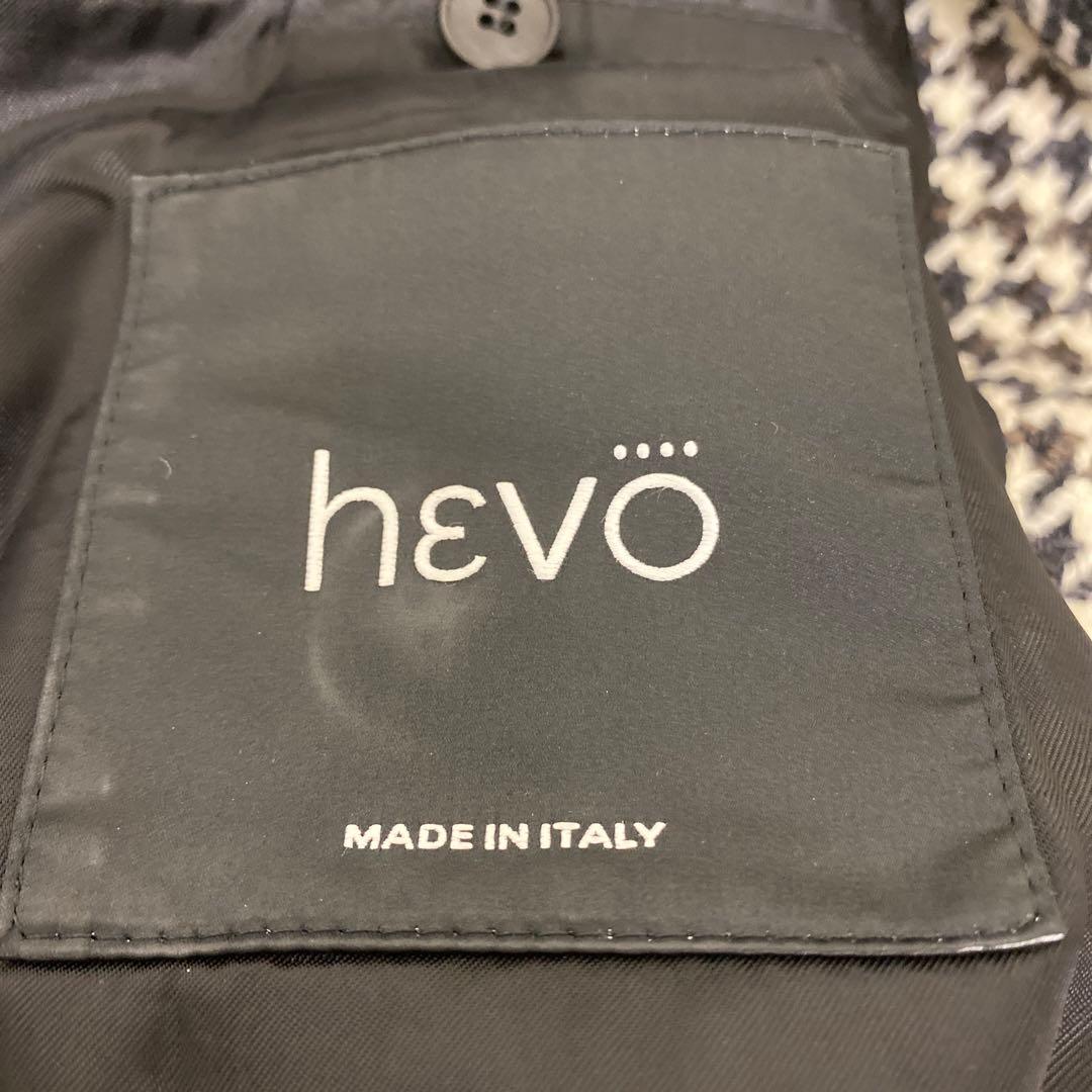 hevo チェック柄 ダブルブレストコート