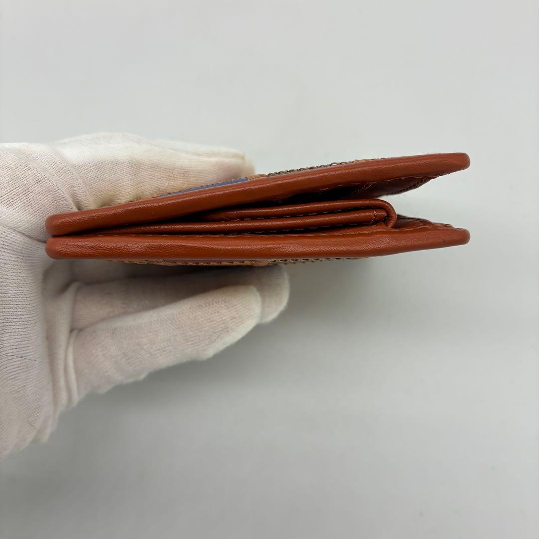 未使用■トライオン　二つ折り財布　小銭入れ付 パッチワーク　マルチカラー　レザー
