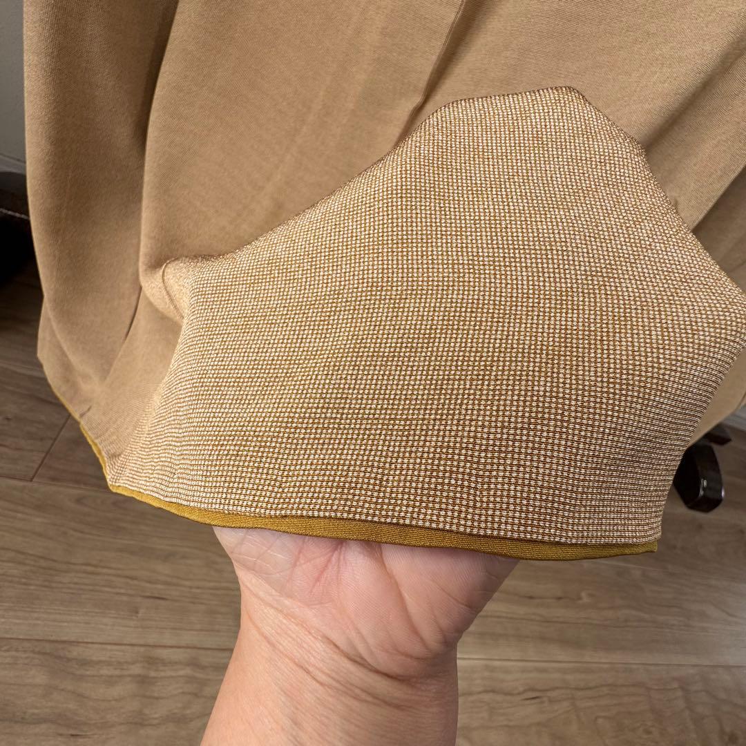 超美品　着物　砂川健一　正絹　袷　小紋　色無地　166　トール　薄茶　黄　黄土色