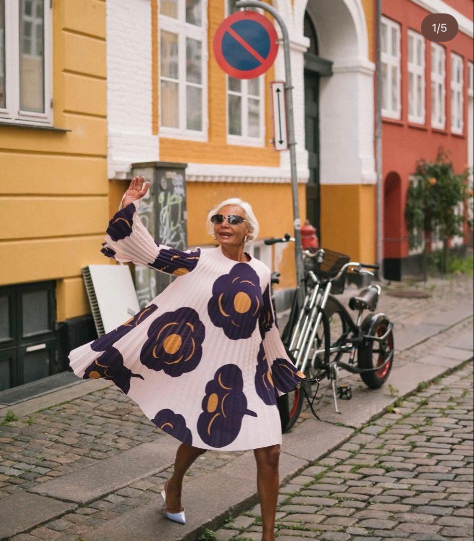 Marimekko フラワープリント プリーツ ワンピース