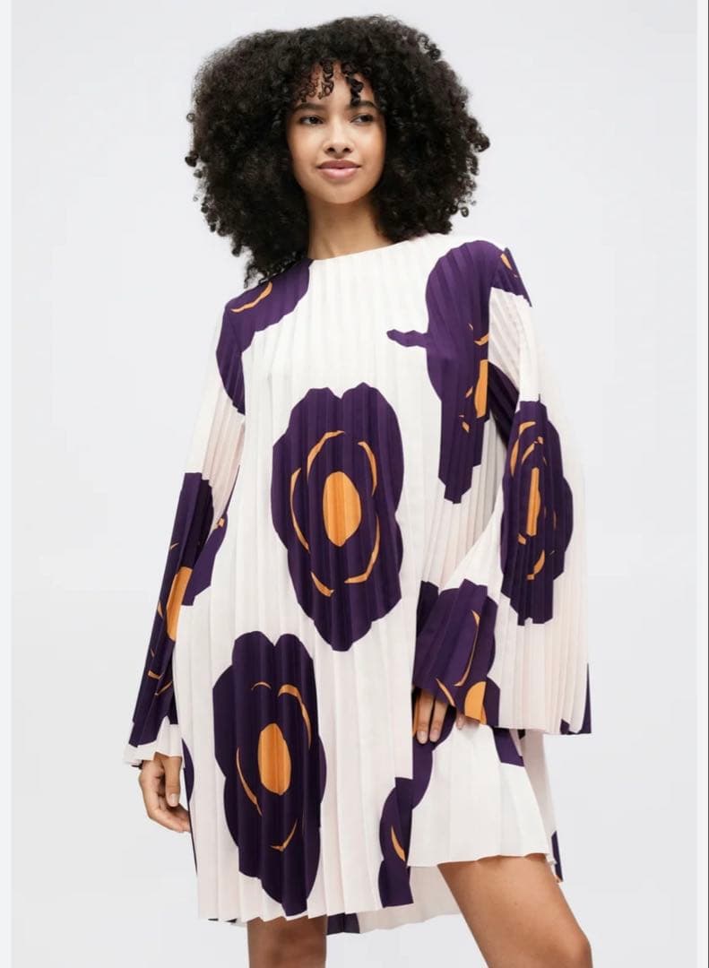 Marimekko フラワープリント プリーツ ワンピース