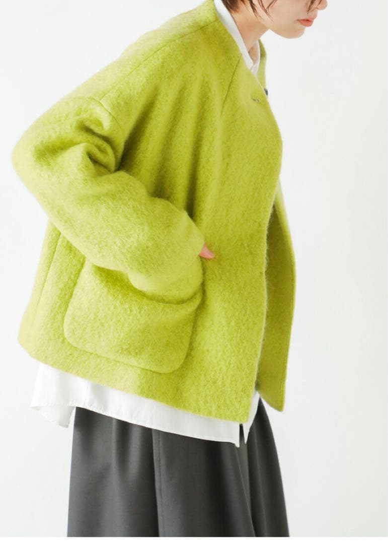 未使用SI-HIRAI スーヒライ シープ モヘア ラウンドネック コート