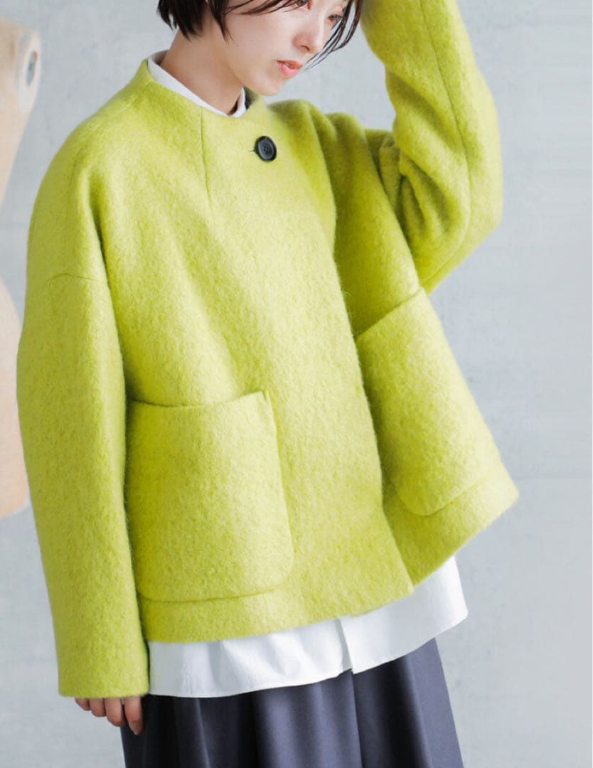 未使用SI-HIRAI スーヒライ シープ モヘア ラウンドネック コート