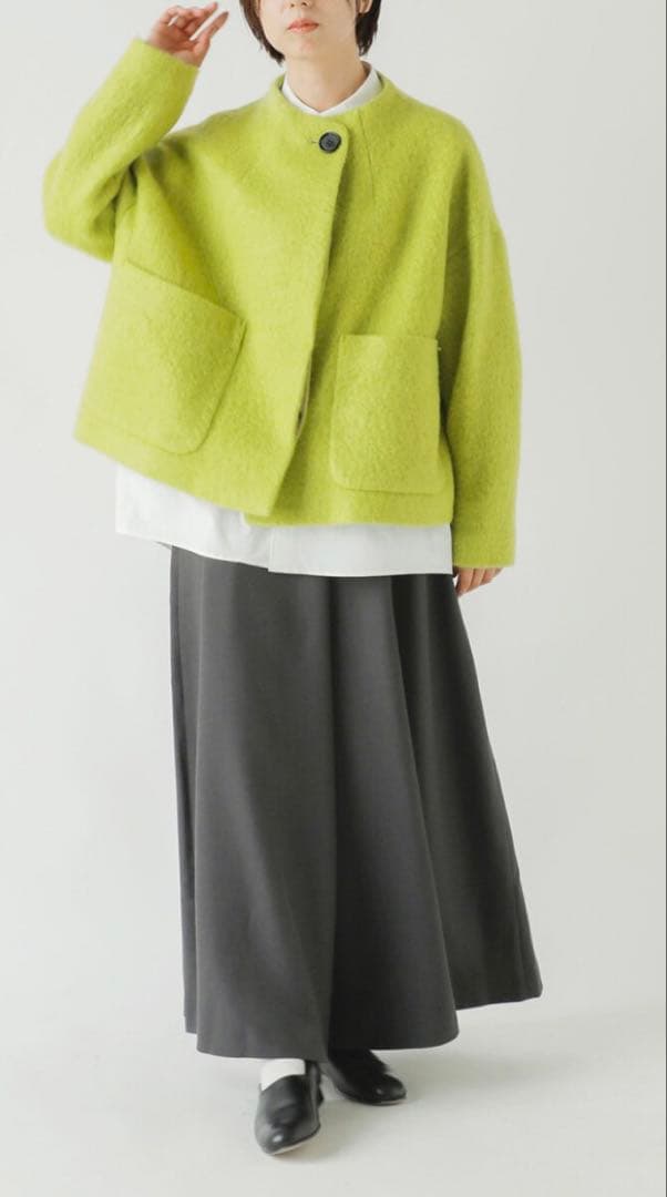 未使用SI-HIRAI スーヒライ シープ モヘア ラウンドネック コート