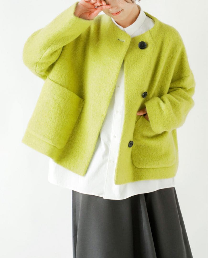 未使用SI-HIRAI スーヒライ シープ モヘア ラウンドネック コート