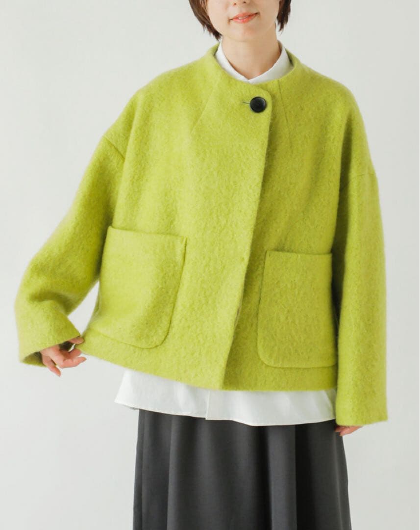 未使用SI-HIRAI スーヒライ シープ モヘア ラウンドネック コート