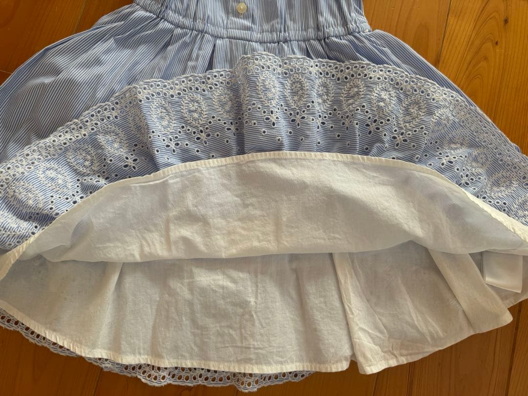 【美品】Kate spade トドラー ストライプエンブロイダリーワンピース