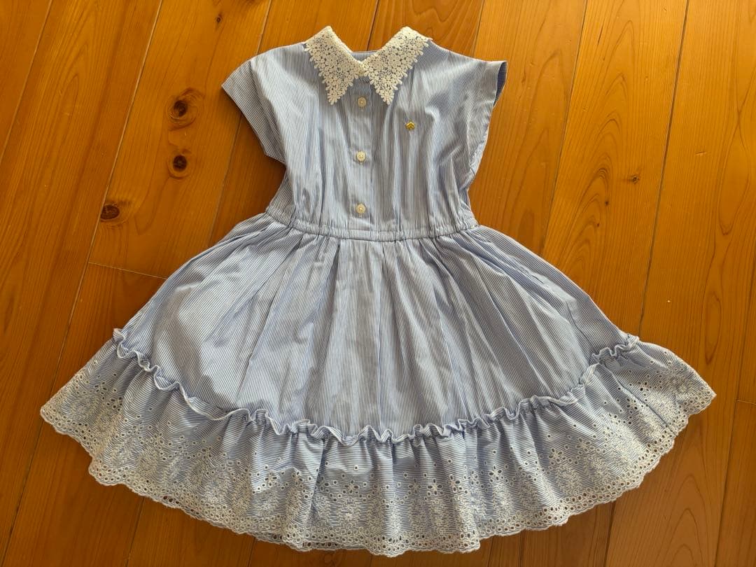【美品】Kate spade トドラー ストライプエンブロイダリーワンピース