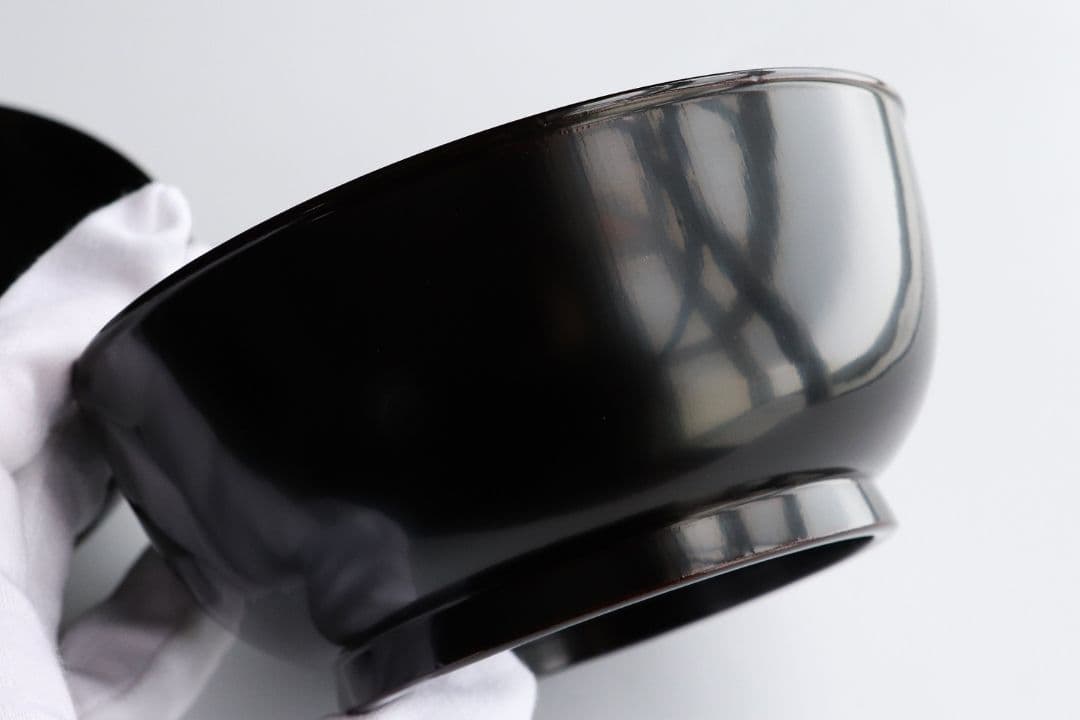 CL85 能登輪島塗 鴛鴦金蒔絵 見返梅 黒塗椀 二客 天然木 梨地 研出 花鳥