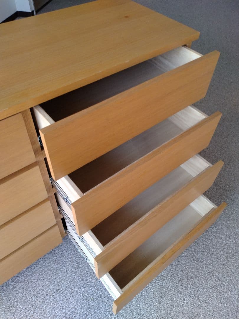 【訳あり】MUJI無印良品 オーク材チェスト4段120cm/ワイドキャビネット