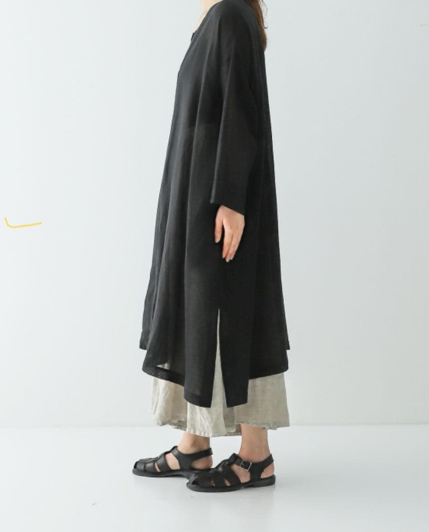 【最安値】nest Robe★ バンブーコットンボイルVネックチュニック 黒