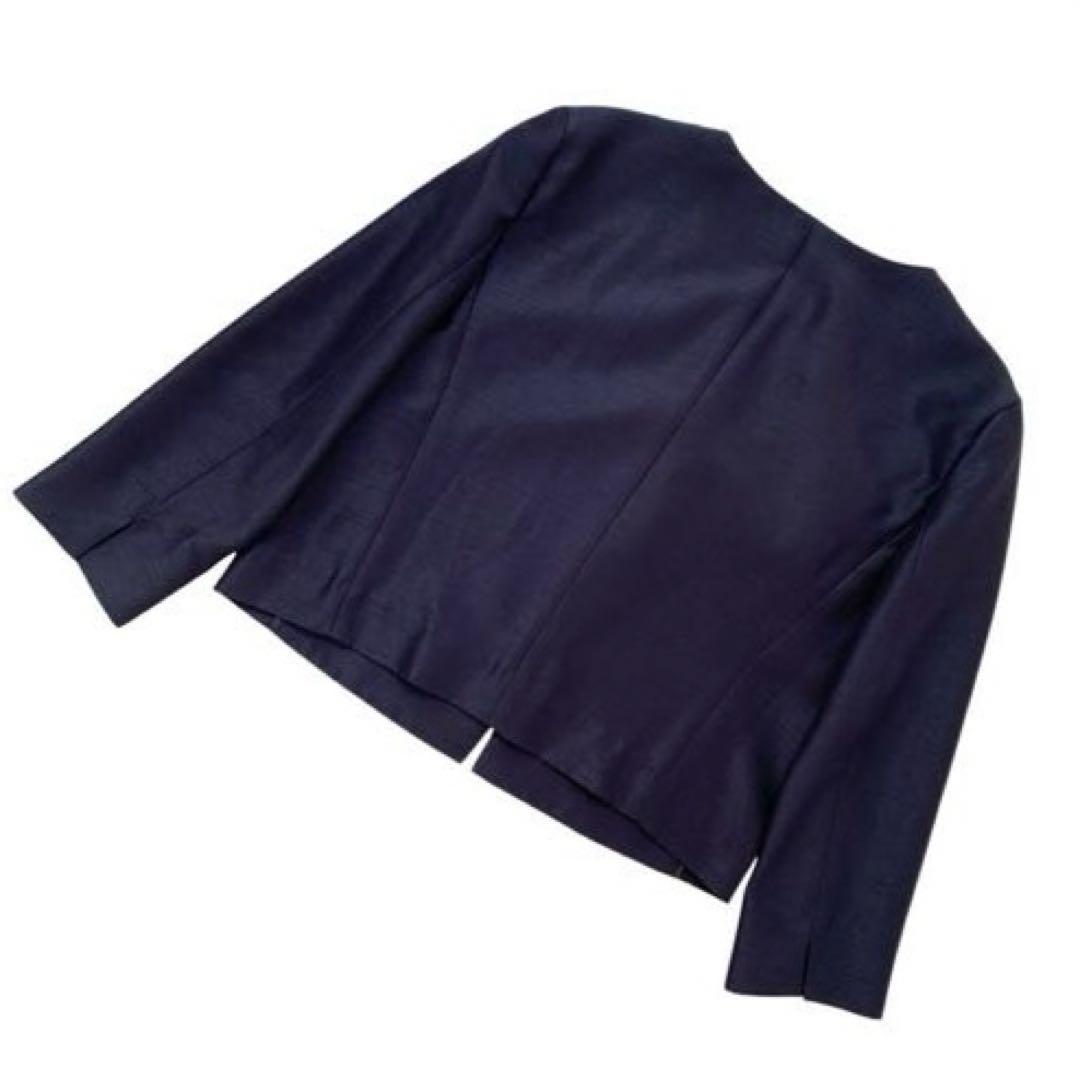 【上質ライン✨極美品】23区 ノーカラージャケット ネイビー 38 フォーマル