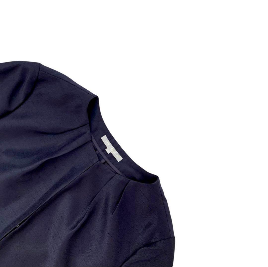 【上質ライン✨極美品】23区 ノーカラージャケット ネイビー 38 フォーマル