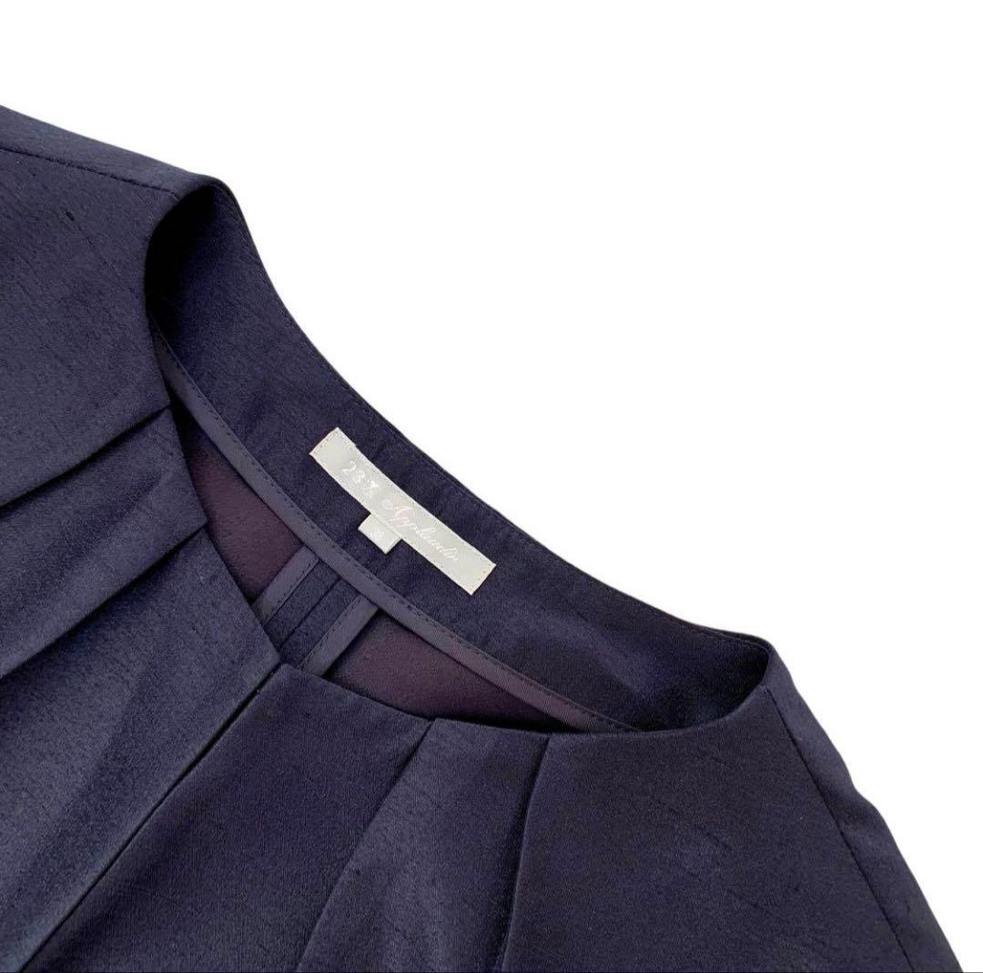 【上質ライン✨極美品】23区 ノーカラージャケット ネイビー 38 フォーマル