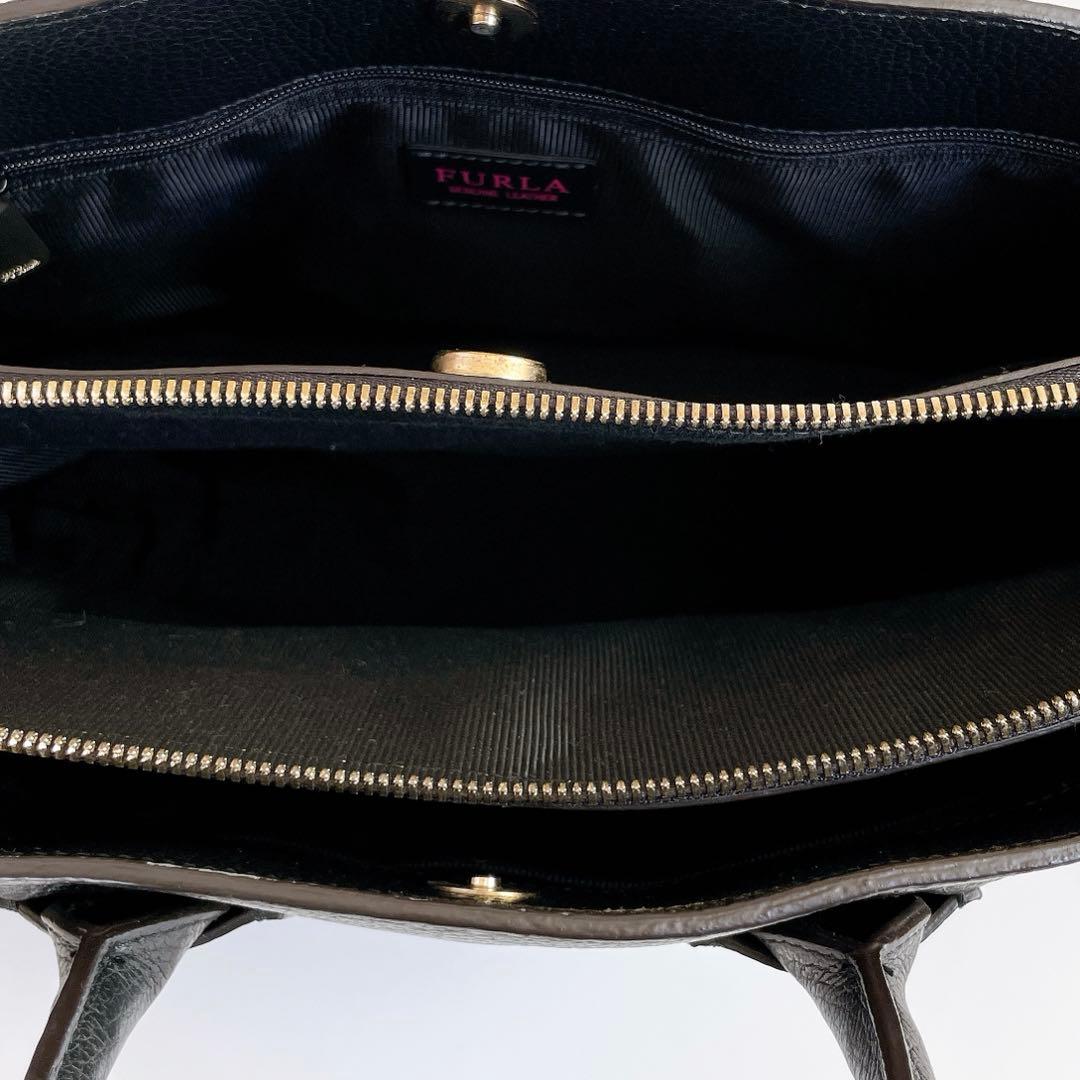 【フルラ】2way/ トート/ショルダー/バック/黒/ビジネス/レザー/A4可能