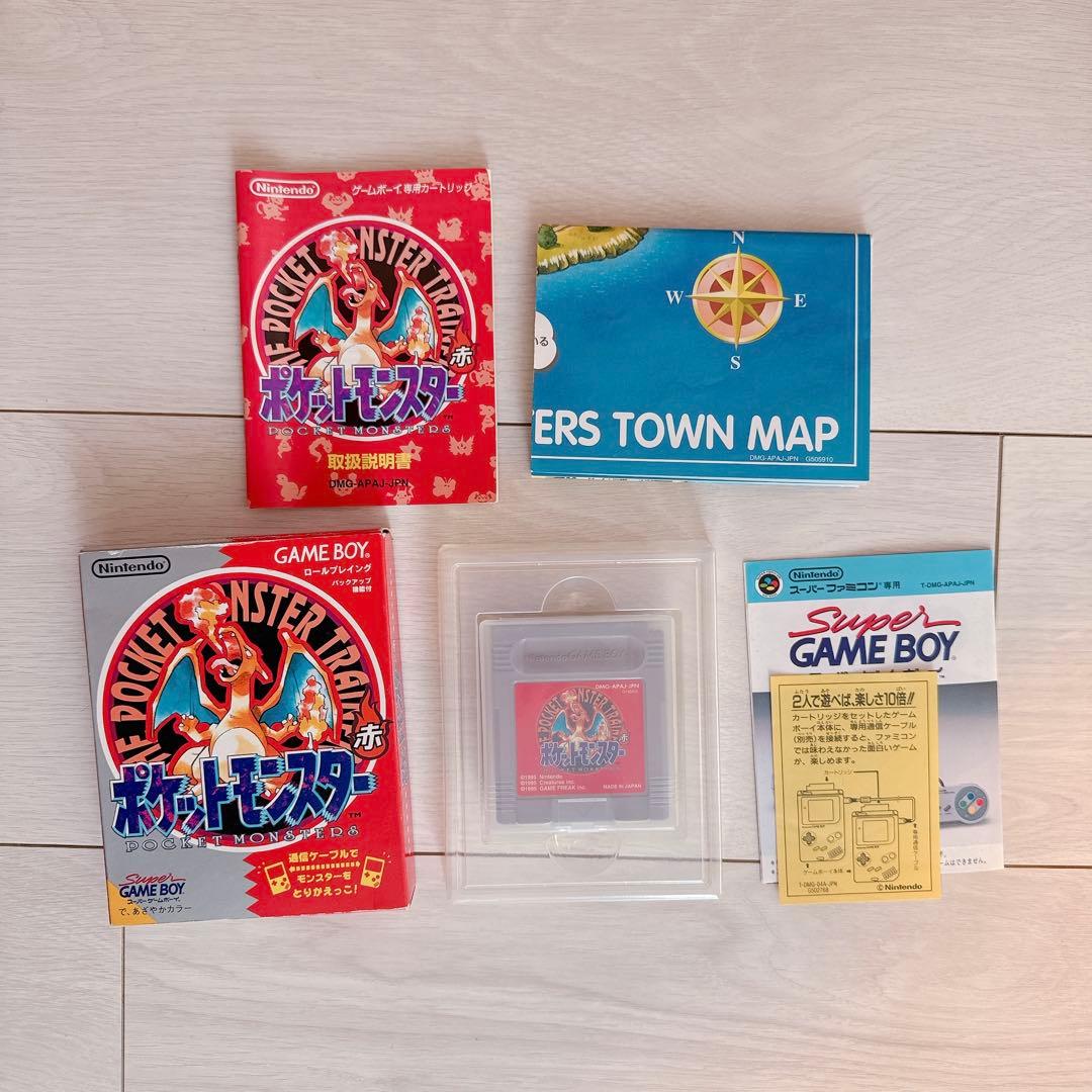 ゲームボーイソフト　ポケットモンスター赤　取説、マップ付き