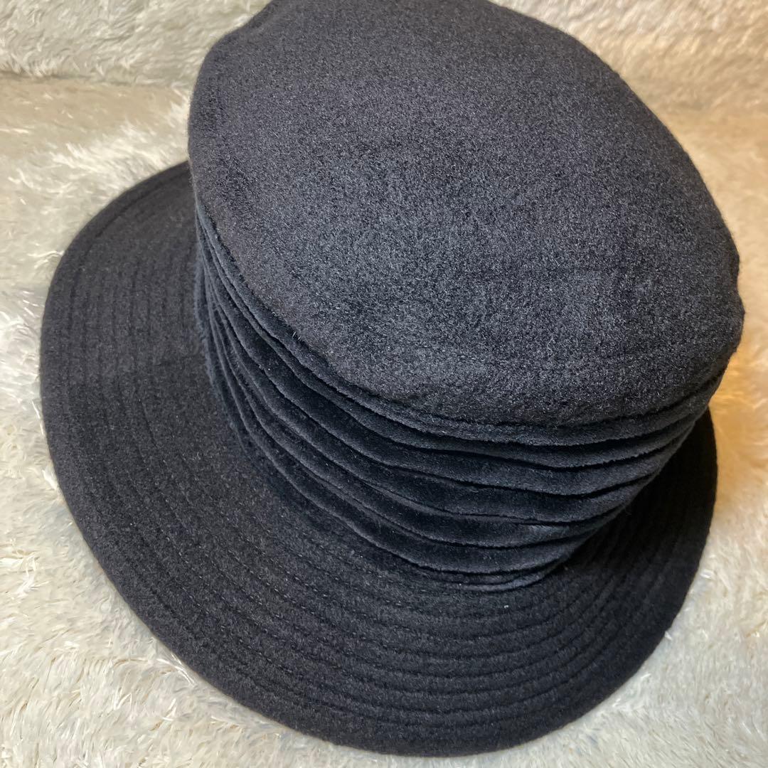 【美品】HERMES カシミヤ100% 黒 バケット ハット 帽子 フランス製