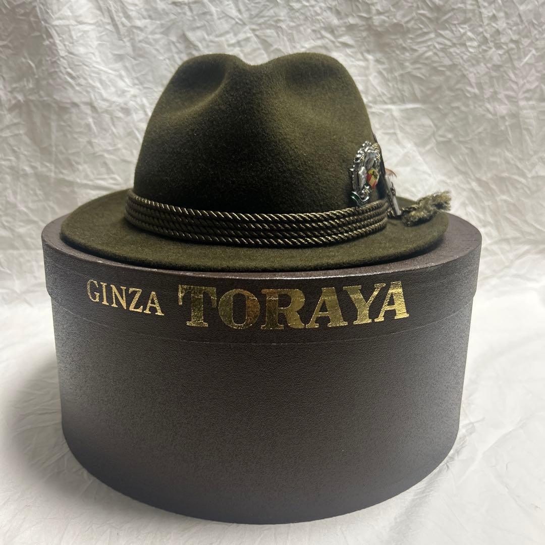 銀座トラヤ TORAYA オリーブグリーン ウールハット 60サイズ