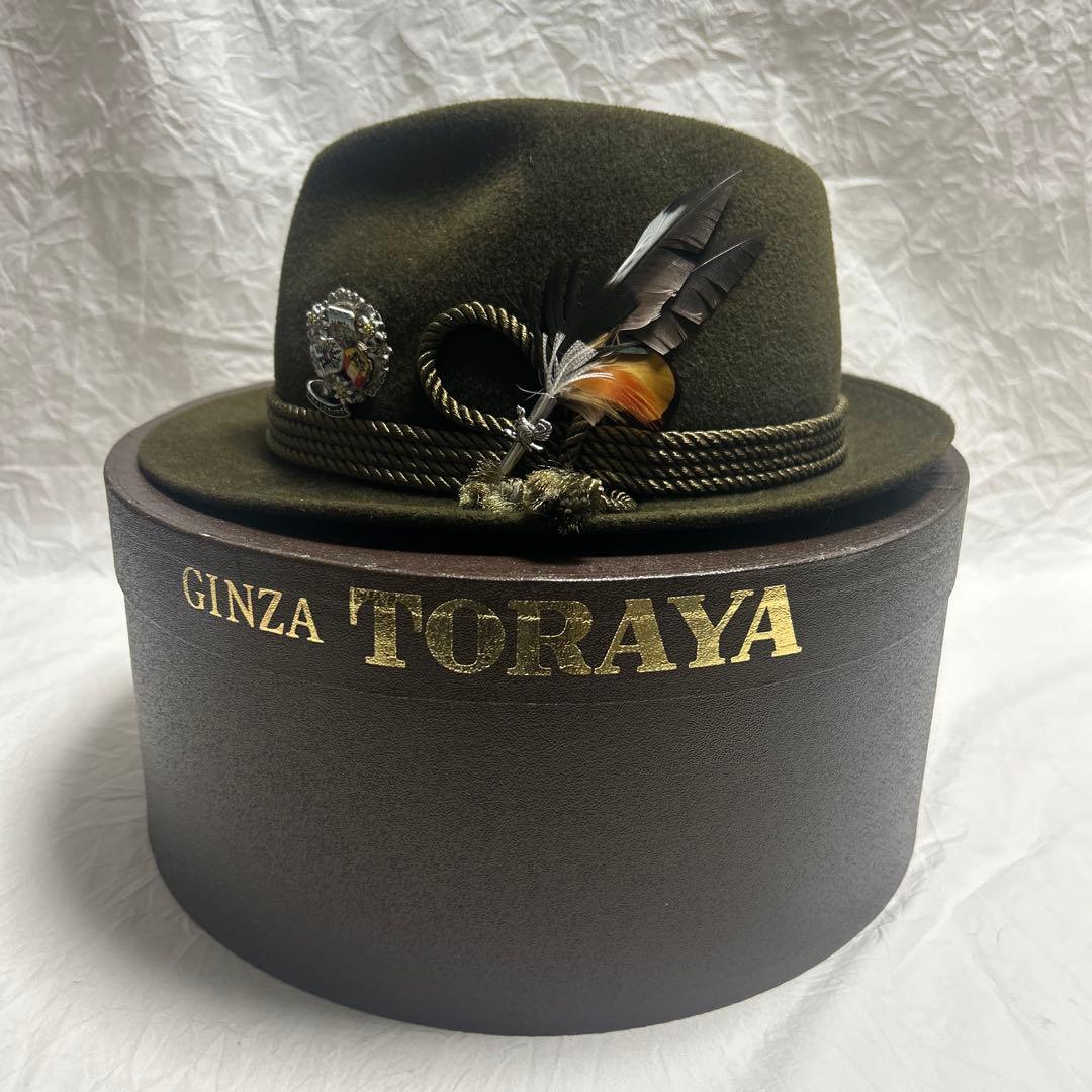 銀座トラヤ TORAYA オリーブグリーン ウールハット 60サイズ