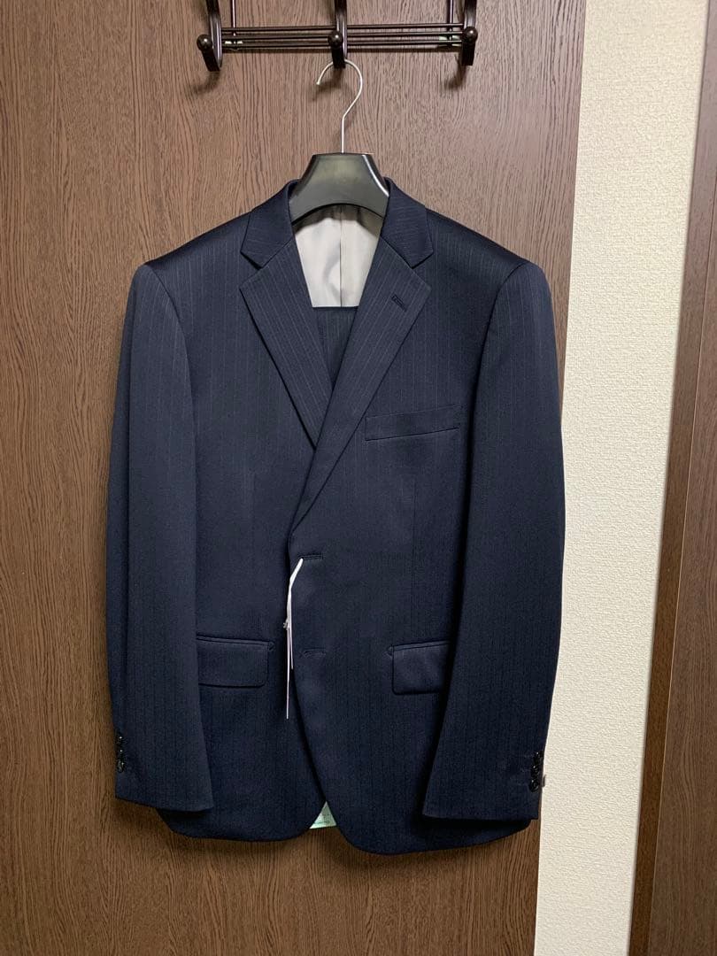 AB5新品未使用！快適ウォッシャブルストレッチスーツ！定番ネイビー！小訳！秋冬春