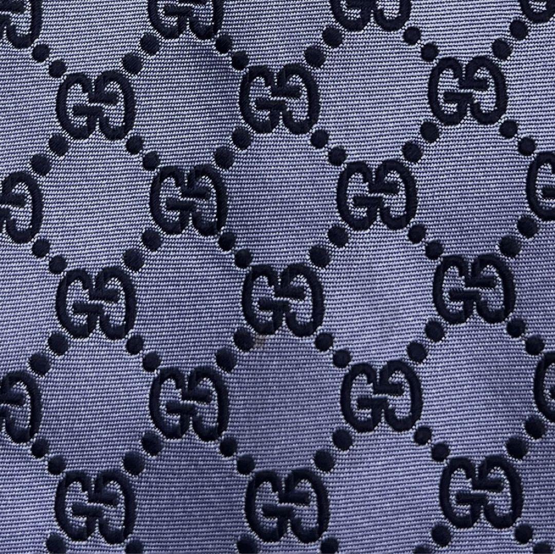 【美品】グッチ　ネクタイ　ブルー　GG柄　ハイブランド　高級シルク