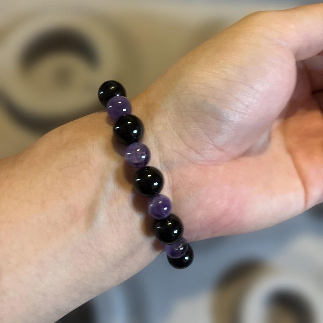 モリオンとアメジストのブレスレットたん！浄化の組み合わせ！