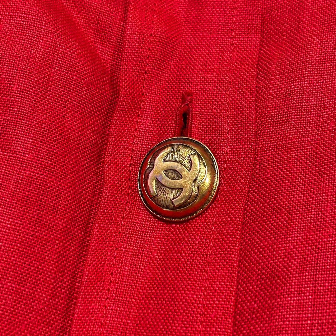 合馬公式アカウント1 　CHANEL スカート　赤　ミディ丈　スーツ地