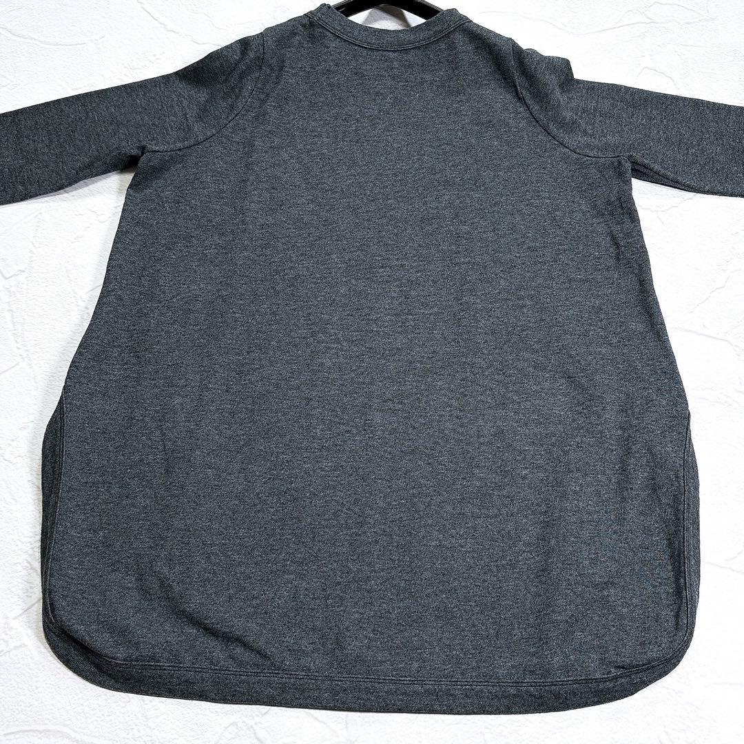 ✨美品✨45R　厚天竺のチュニック　R刺繍　コットン混　日本製　F　グレー
