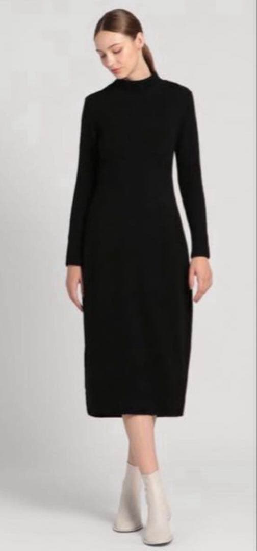 美品✨セオリー カシミヤ混 ニットロングワンピース ハイネック ブラック M