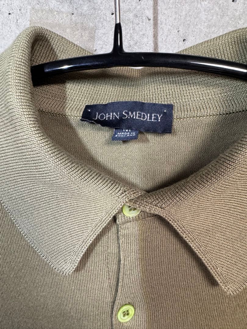 ★JOHN SMEDLEY オリーブ ポロシャツ M ジョンスメドレー半袖ニット