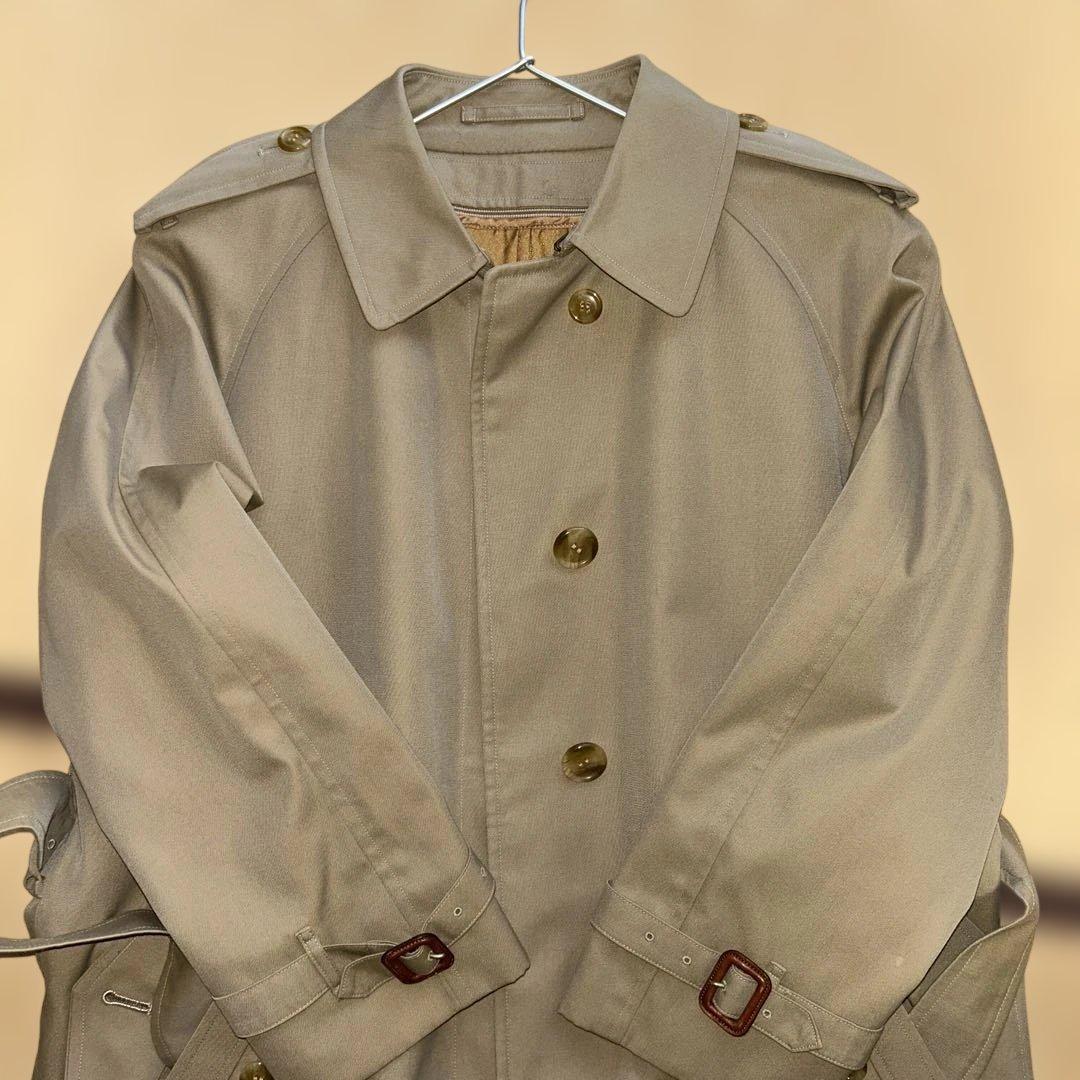 Burberryステンカラーコート/肩フラップ付き/ベージュ