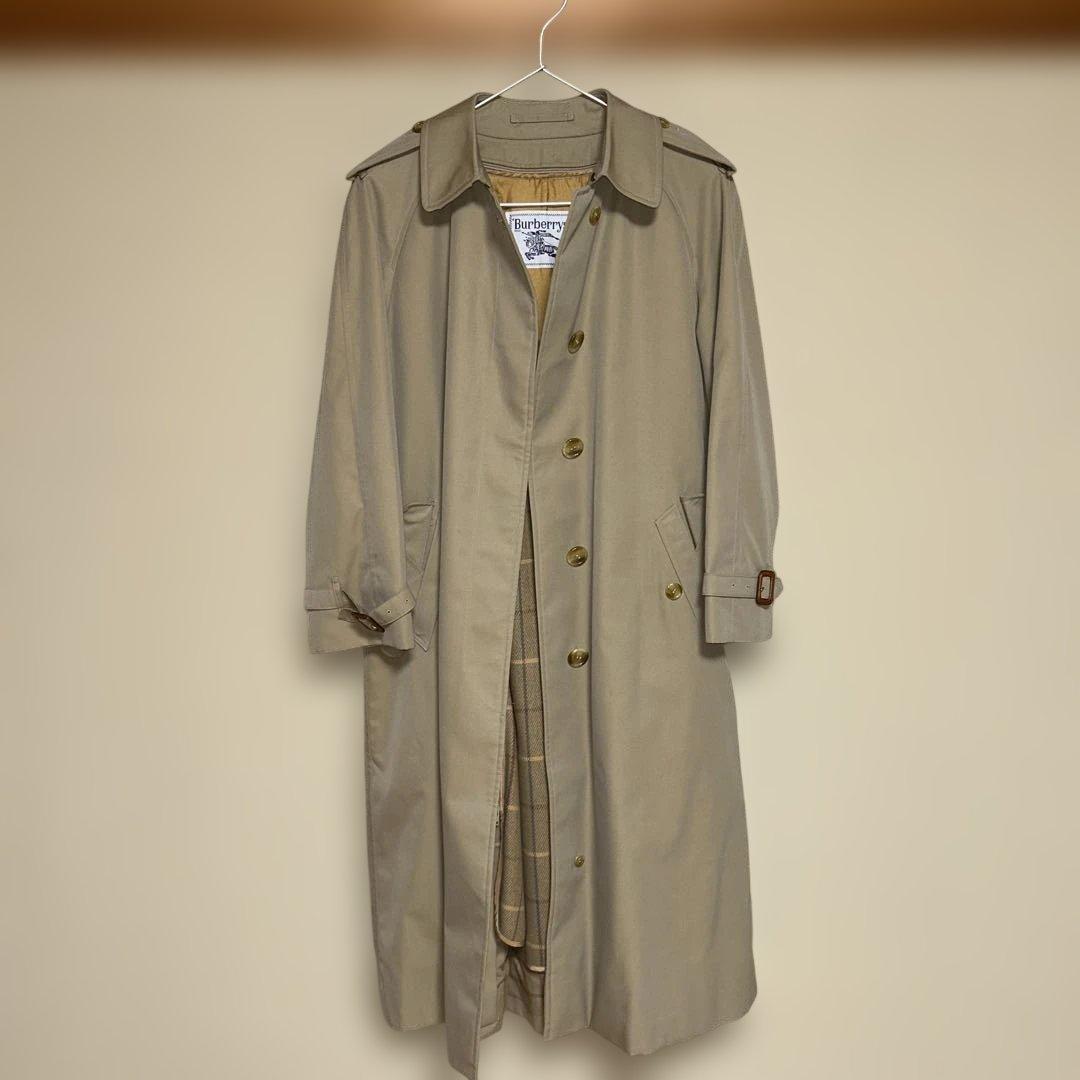 Burberryステンカラーコート/肩フラップ付き/ベージュ