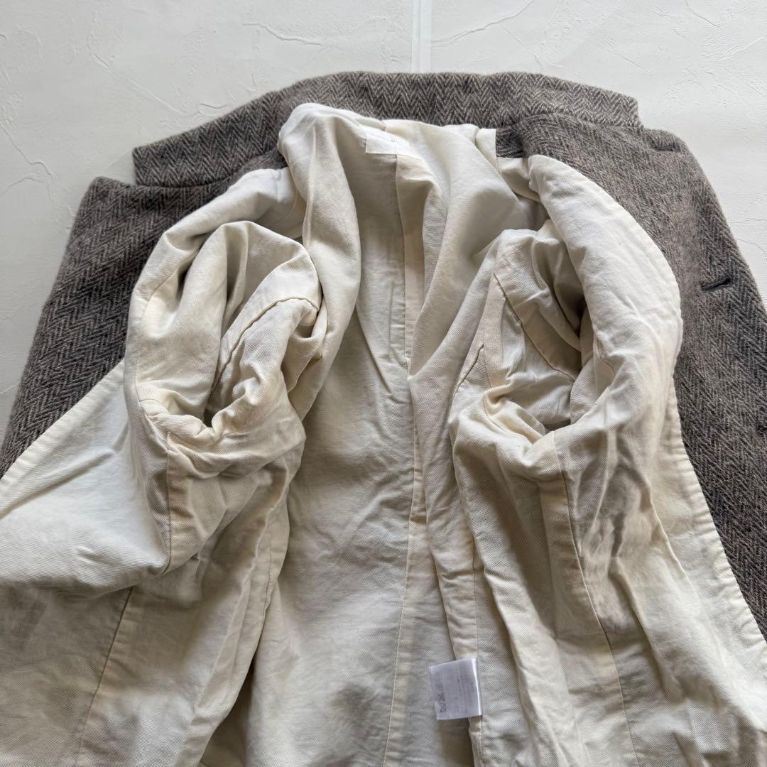 トゥジュー　ウールヘリンボーン　ジャケットコート　ツイード　ベージュ