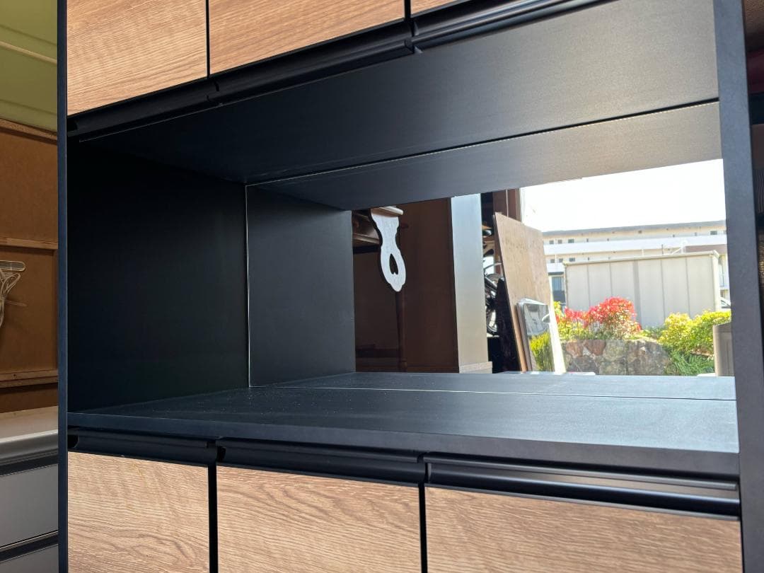 国産 モダン シューズボックス幅90cm水洗い可動棚12枚 鏡付Used/キレイ