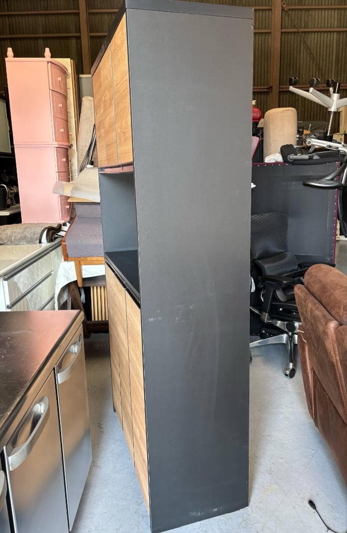 国産 モダン シューズボックス幅90cm水洗い可動棚12枚 鏡付Used/キレイ