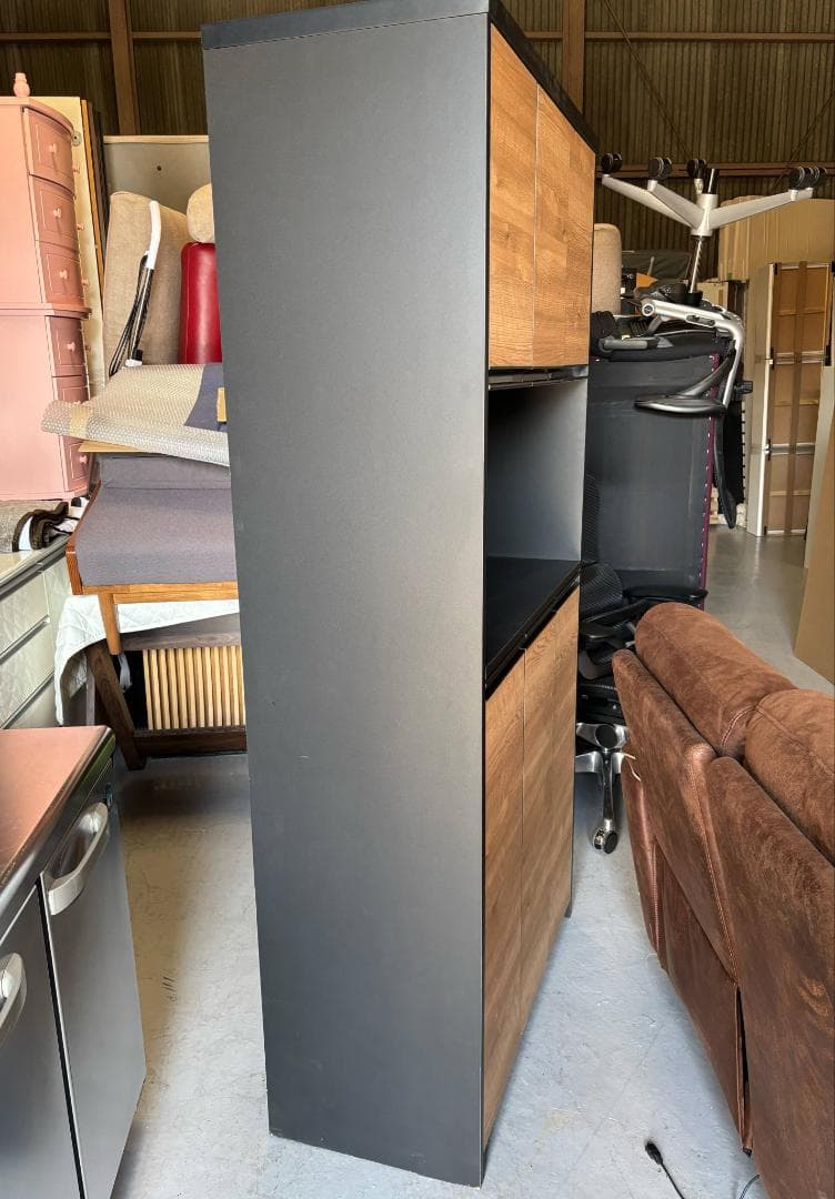 国産 モダン シューズボックス幅90cm水洗い可動棚12枚 鏡付Used/キレイ